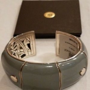 NWT JOHN HARDY Gray Enamel Bamboo SS Cuff Medium